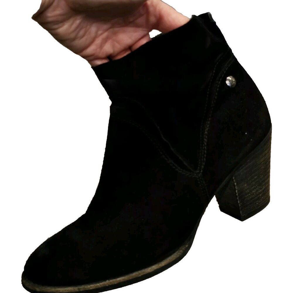 PAUL GREEN Boots Booties Austria NORA Black Suede Med Heel Ankle Size 5
